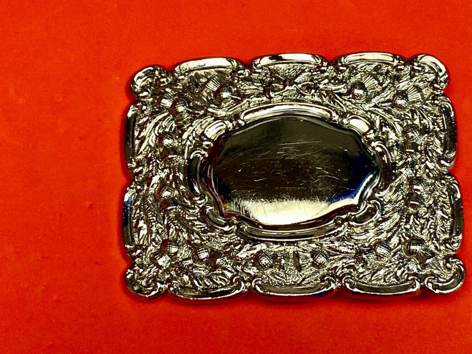 Beautiful ornate silver? Flower Swirl Made in GB Great Britain belt buckle