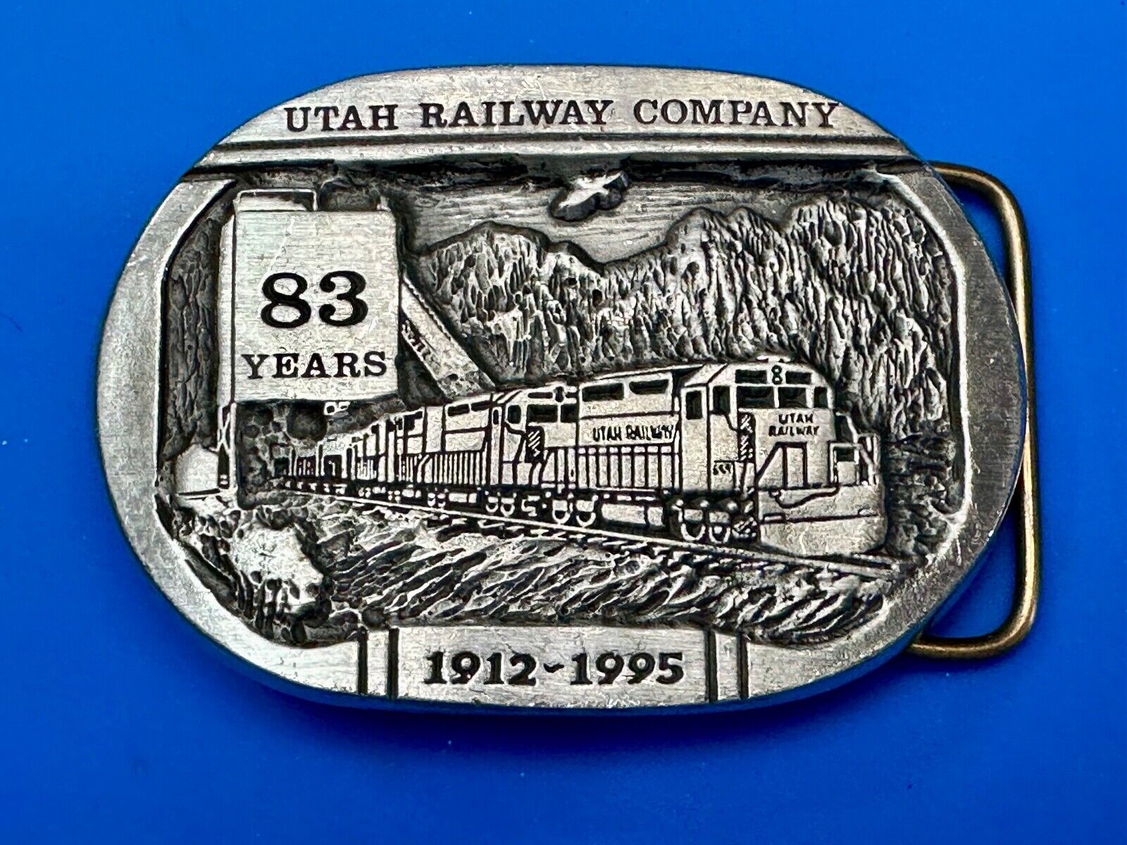 Utah Railway Co Vtg Train Railroad 83 Years - Gary Prazen Sculpture Belt Buckle