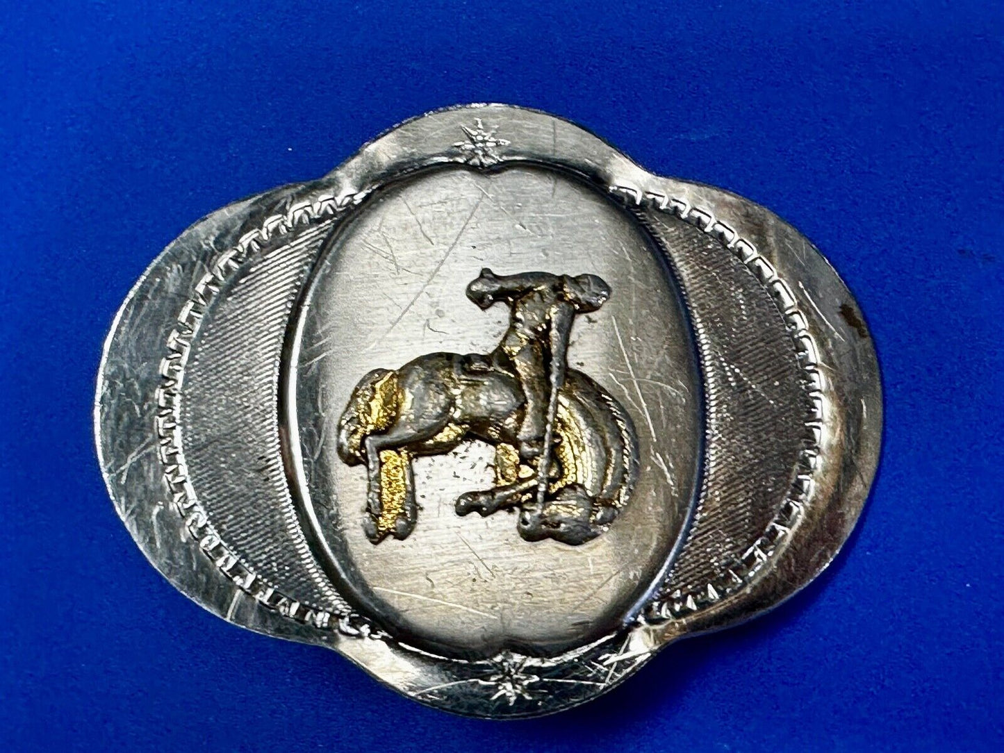 Vintage Cowboy Saddle Bronc western two tone belt buckle