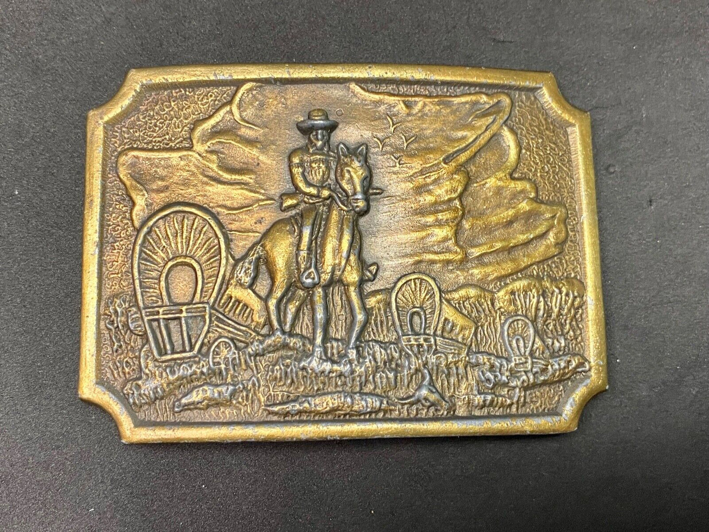 Tall In The Saddle Western Cowboy Horse Vintage Iconic Art Scene Belt Buckle 