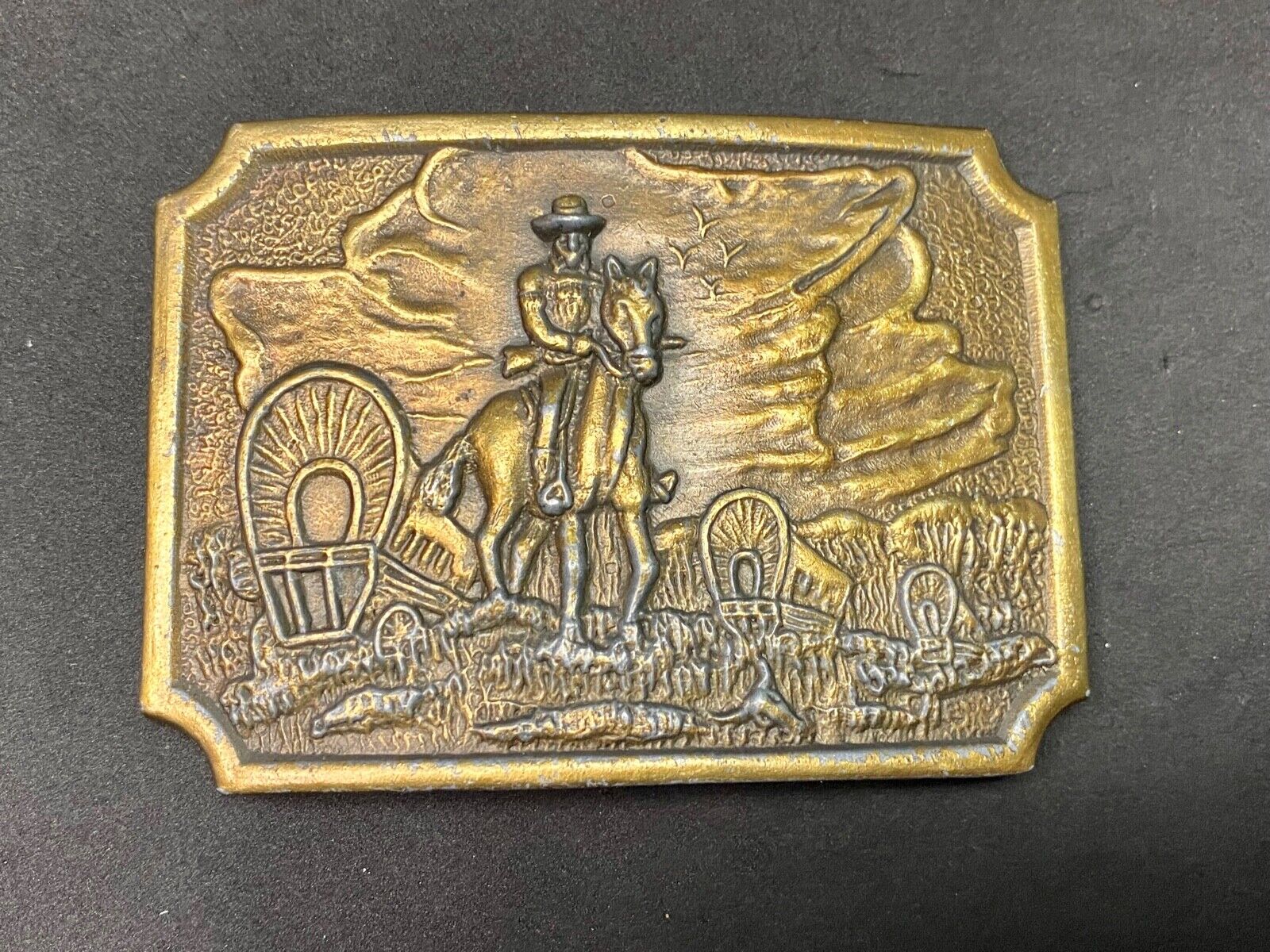 Tall In The Saddle Western Cowboy Horse Vintage Iconic Art Scene Belt Buckle 