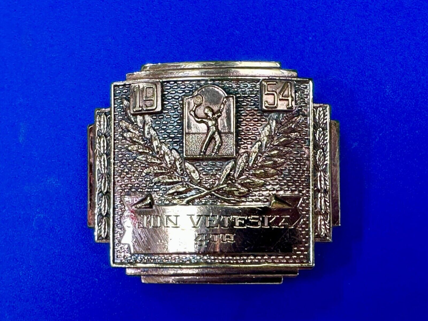 1954 Tennis Trophy Match 4th place Award Dress vintage belt buckle