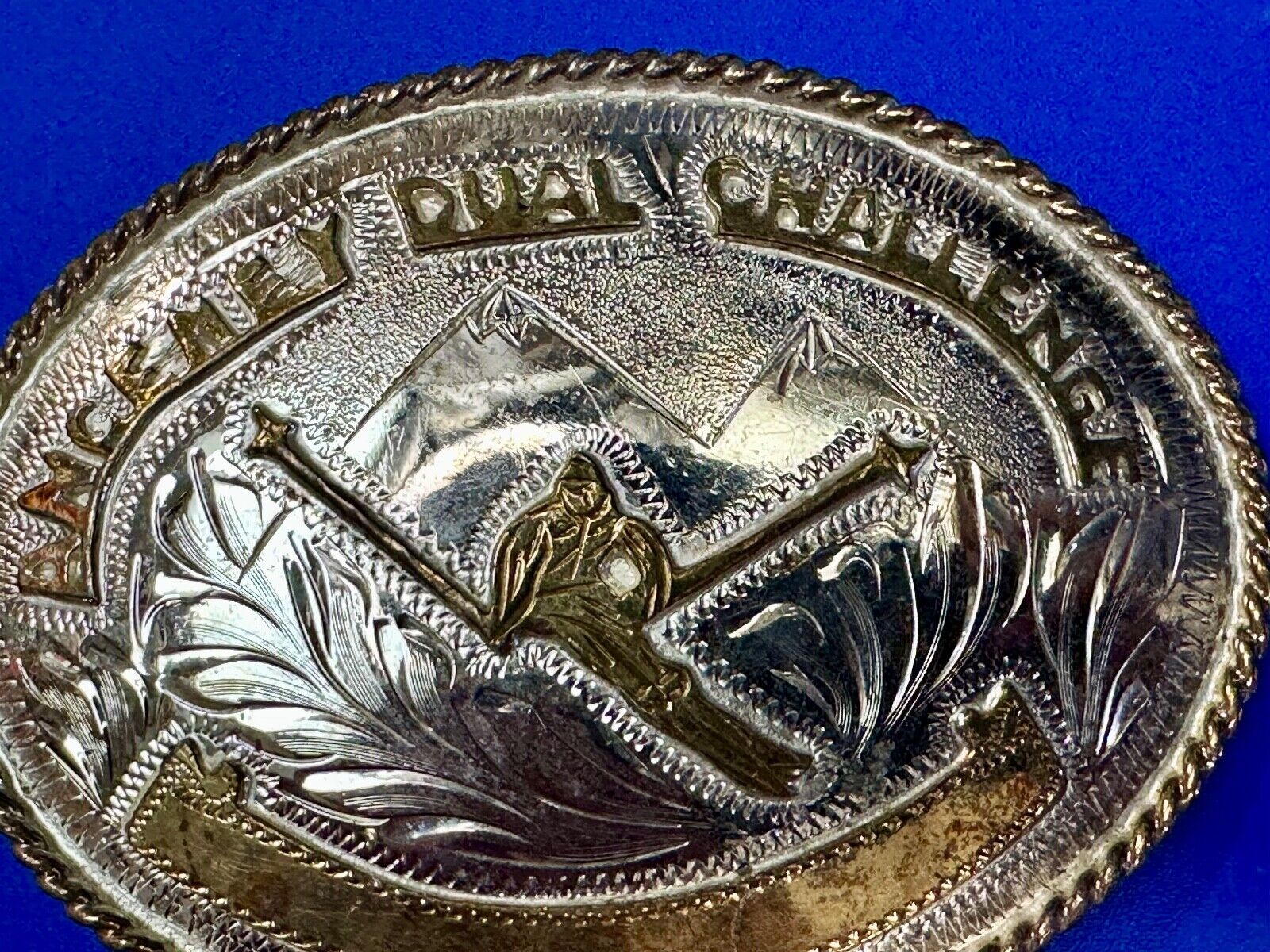 Amcemey Dual Challenge Downhill Ski Trophy Award Vintage Western Belt Buckle