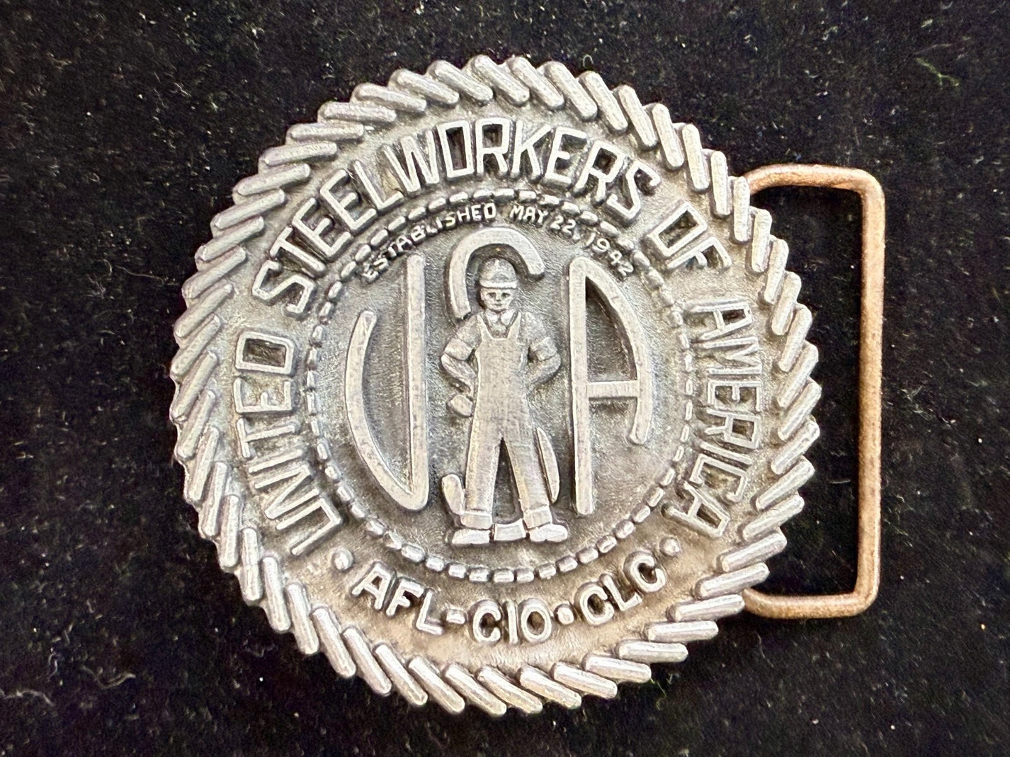 United Steelworkers of America USWA Union Est. 1942 CAPP & KNUDSEN Belt Buckle