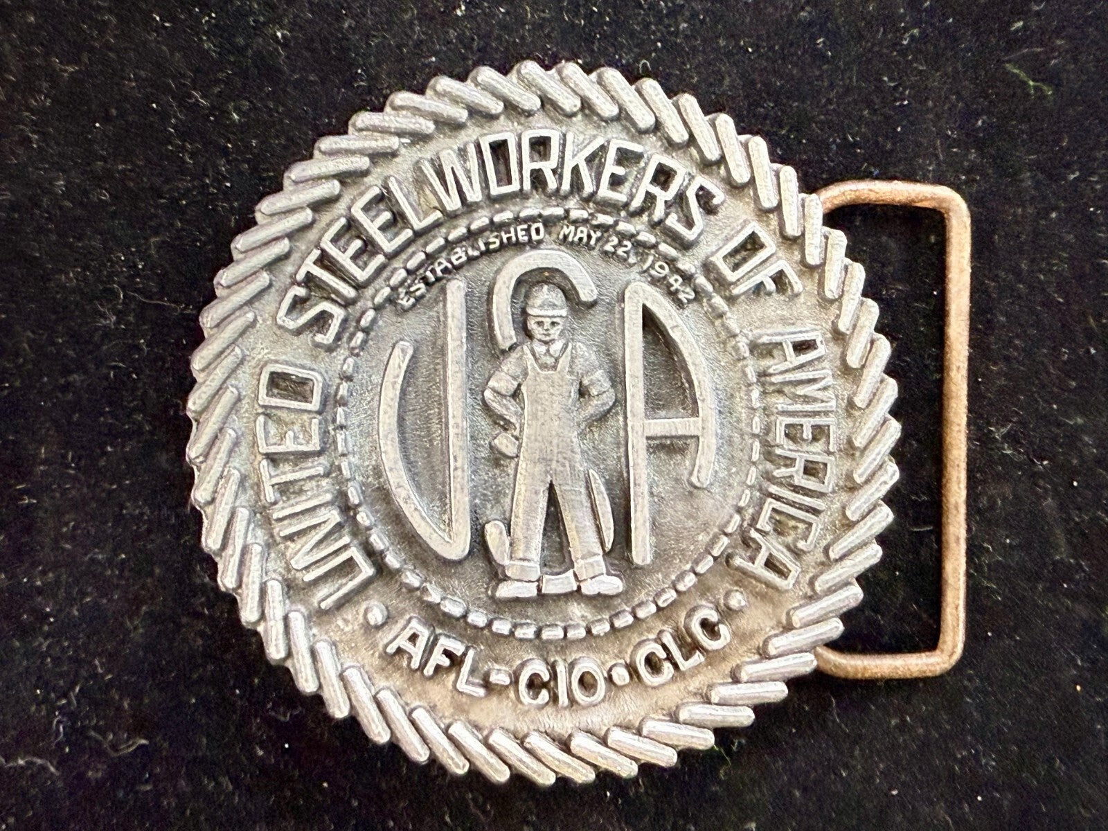 United Steelworkers of America USWA Union Est. 1942 CAPP & KNUDSEN Belt Buckle