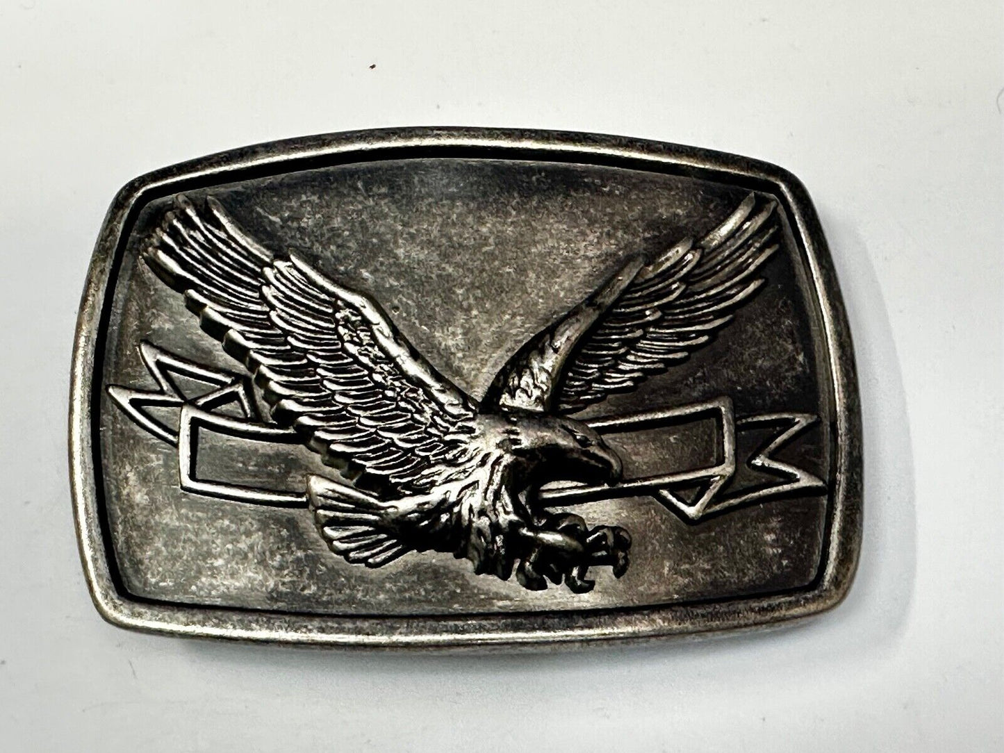 American Eagle Diving Hunting Flying With Ribbon Scroll Belt Buckle