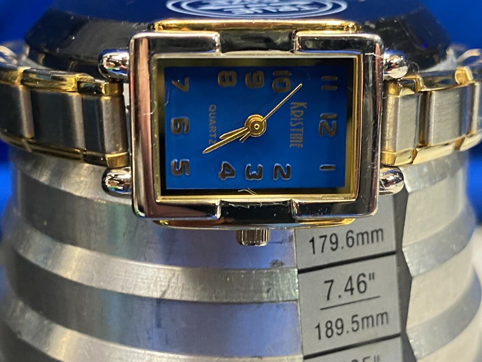 Two Tone Stretch Band Blue Face Quartz Beautiful Watch By Kristine Working Well!