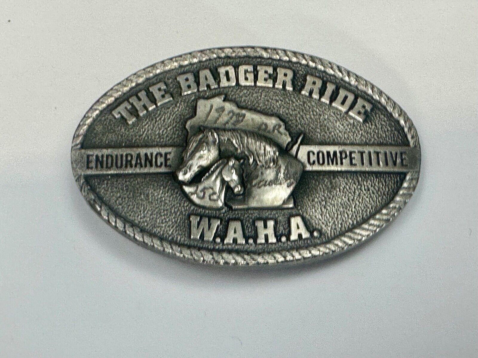 The Badger Ride WAHA  Endurance Completive WI Arabian Horse Assn 77 belt buckle