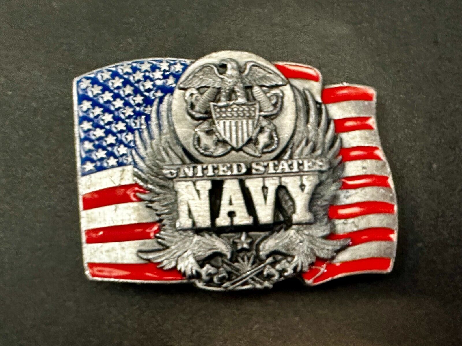 United States Navy Patriotic Flag Eagle Naval Seal Vtg 1991 Belt Buckle Siskiyou