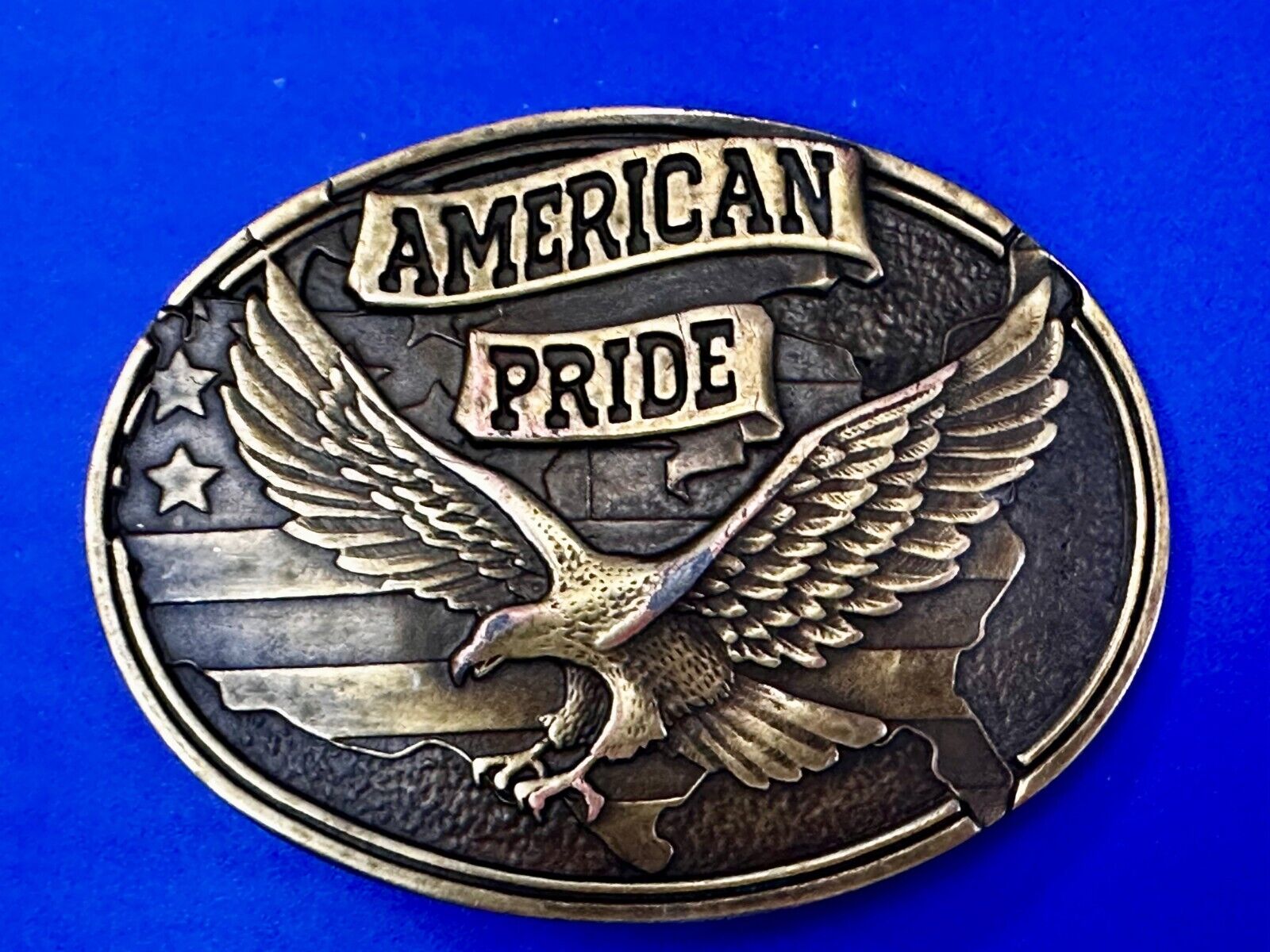 American Pride USA Flag Patriotic Bald Eagle United States Oval Belt Buckle