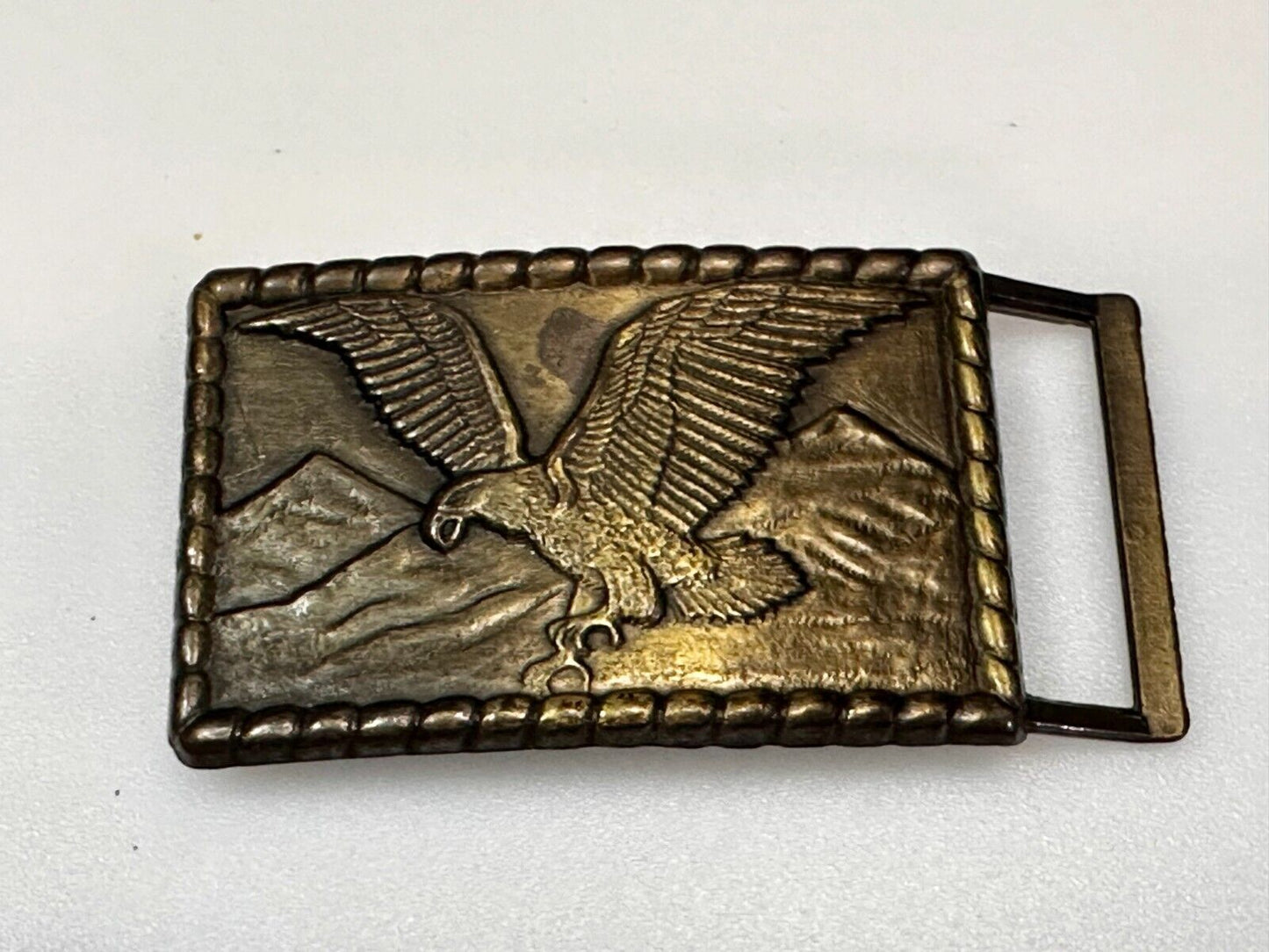 American Bald Eagle flying over majestic USA mountains Vintage Belt Buckle