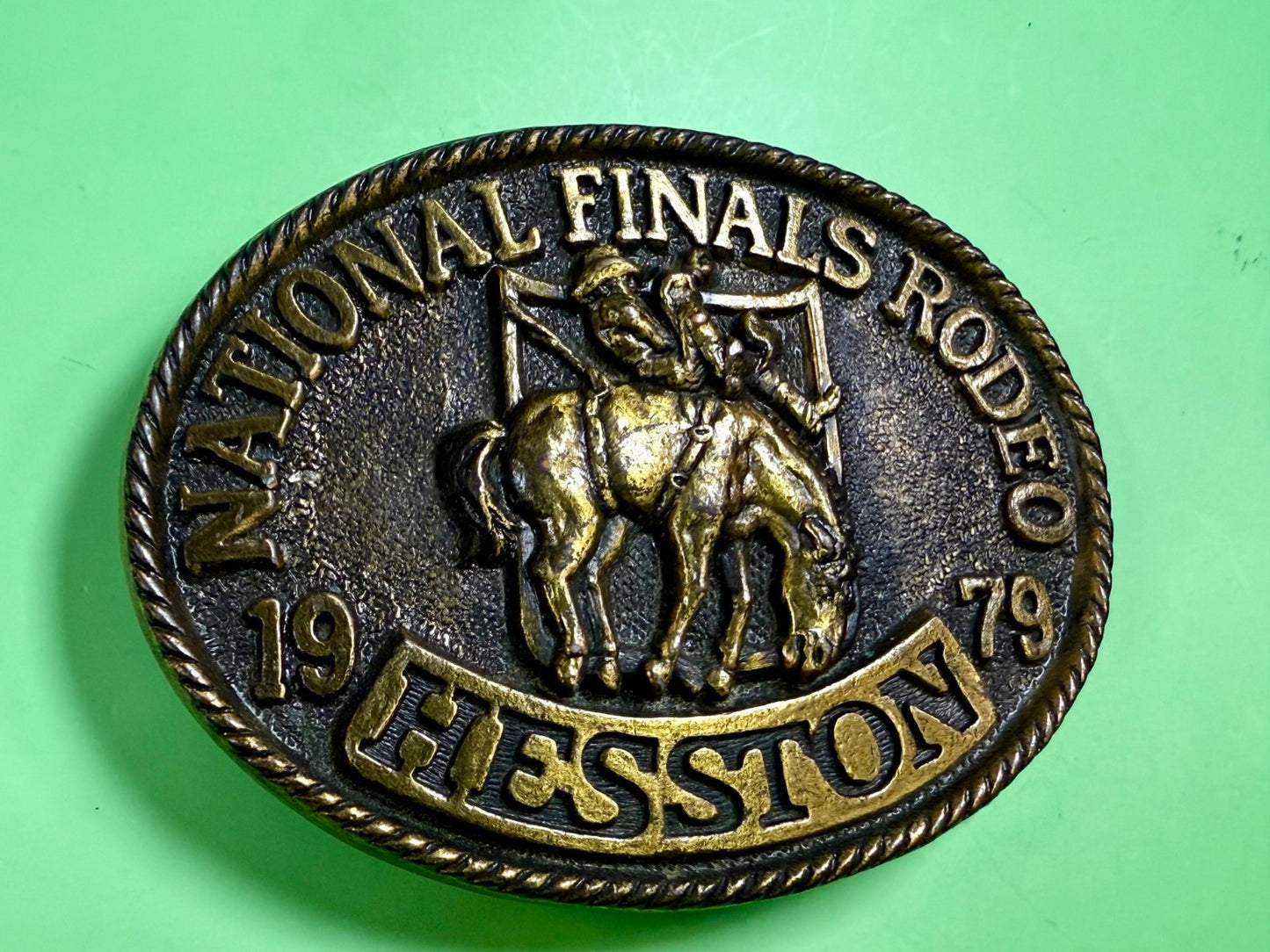 1979 Hesston NFR National Finals Rodeo Cowboys Western Vintage Belt Buckle