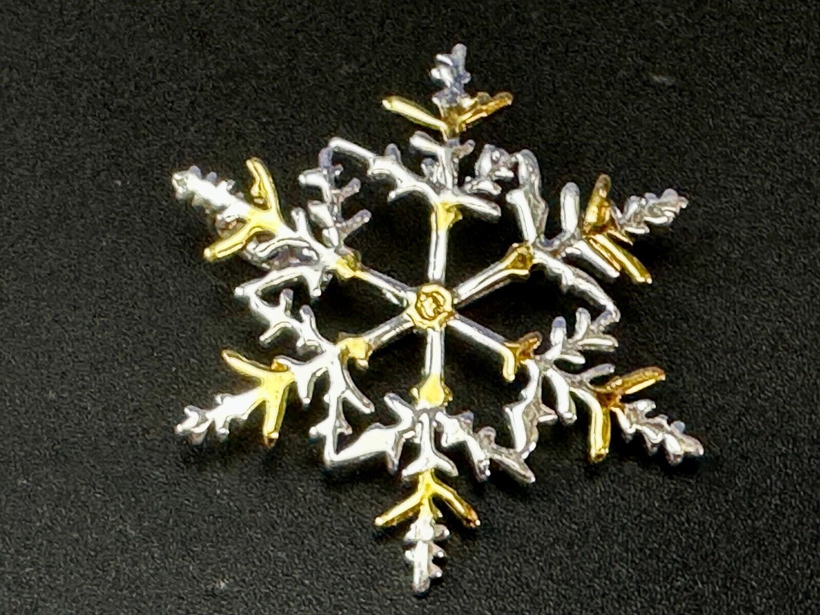 Beautiful Snowflake Cutout Silver Gold Tone Brooch Pin Signed by Best
