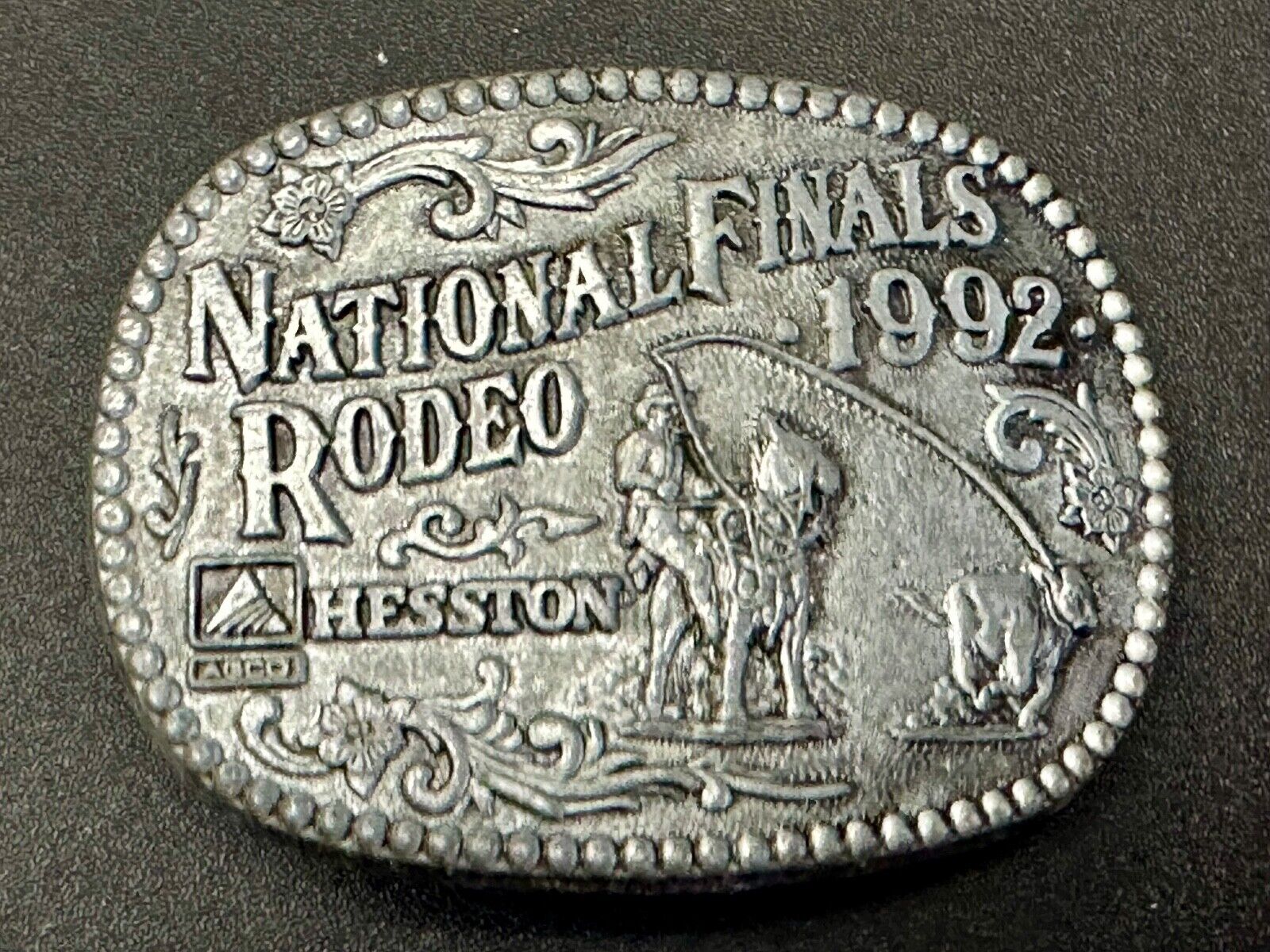 1992 Hesston National Finals Rodeo NFR Youth Size Award Design Medal Belt Buckle