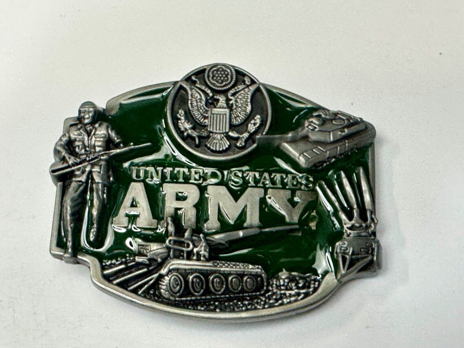United States Army Military Patriotic Soldier Tank Belt Buckle