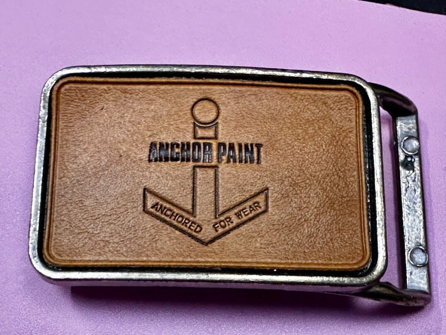 Anchor Paint Anchored For Wear Faux Leather on Metal Advertising Belt Buckle