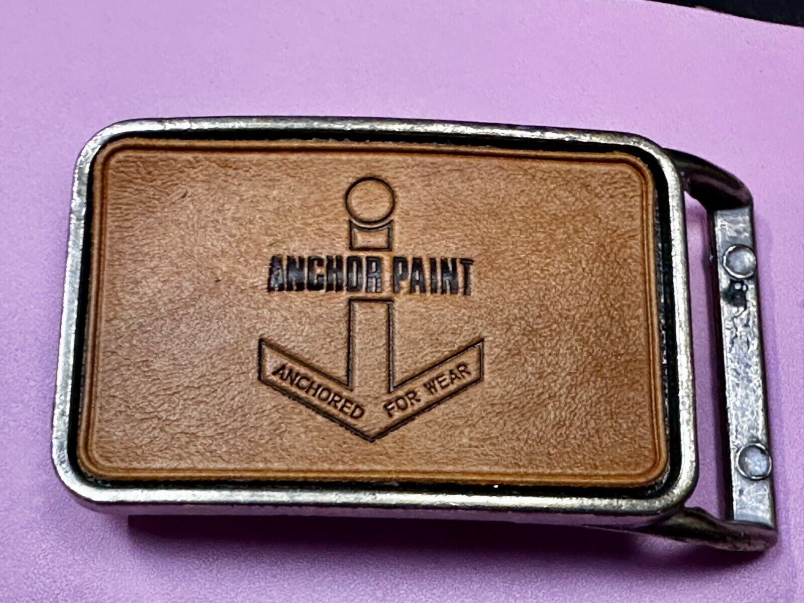 Anchor Paint Anchored For Wear Faux Leather on Metal Advertising Belt Buckle