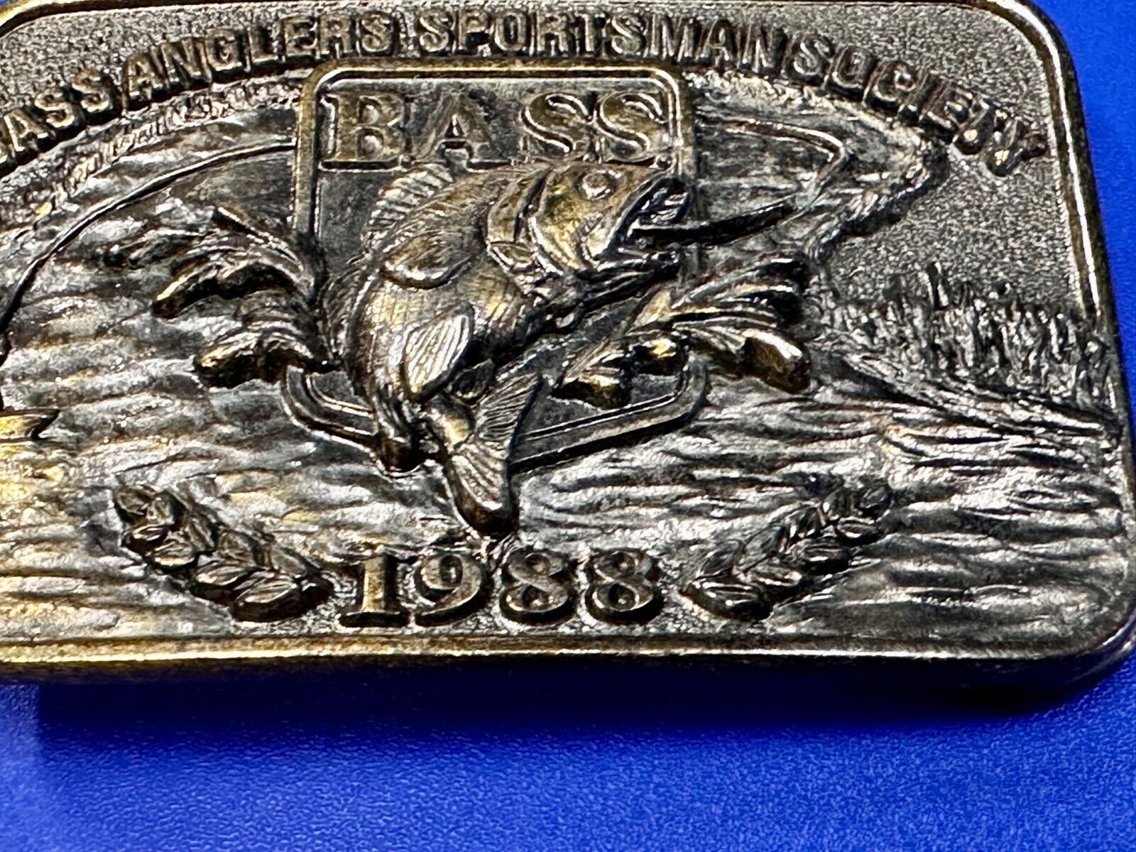 1988 Bass Anglers Sportsman Society Great American 3" Belt Buckle Co