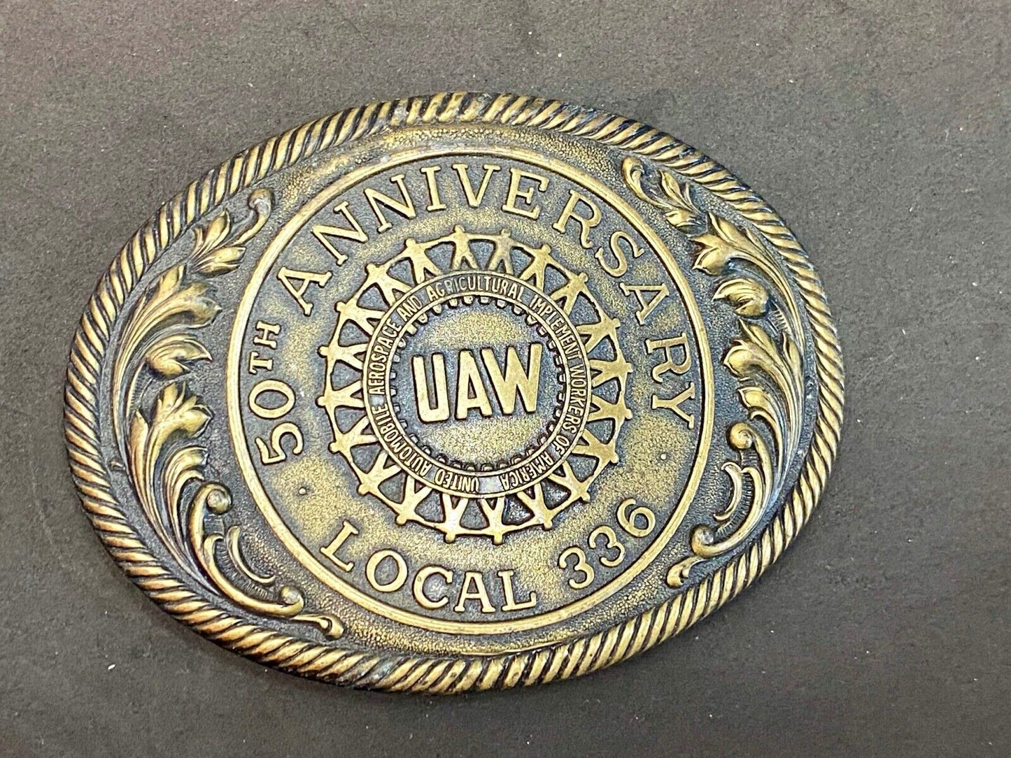 Uaw Local 336 50Th Anniversary United Auto Workers Union Ibelt Buckle 