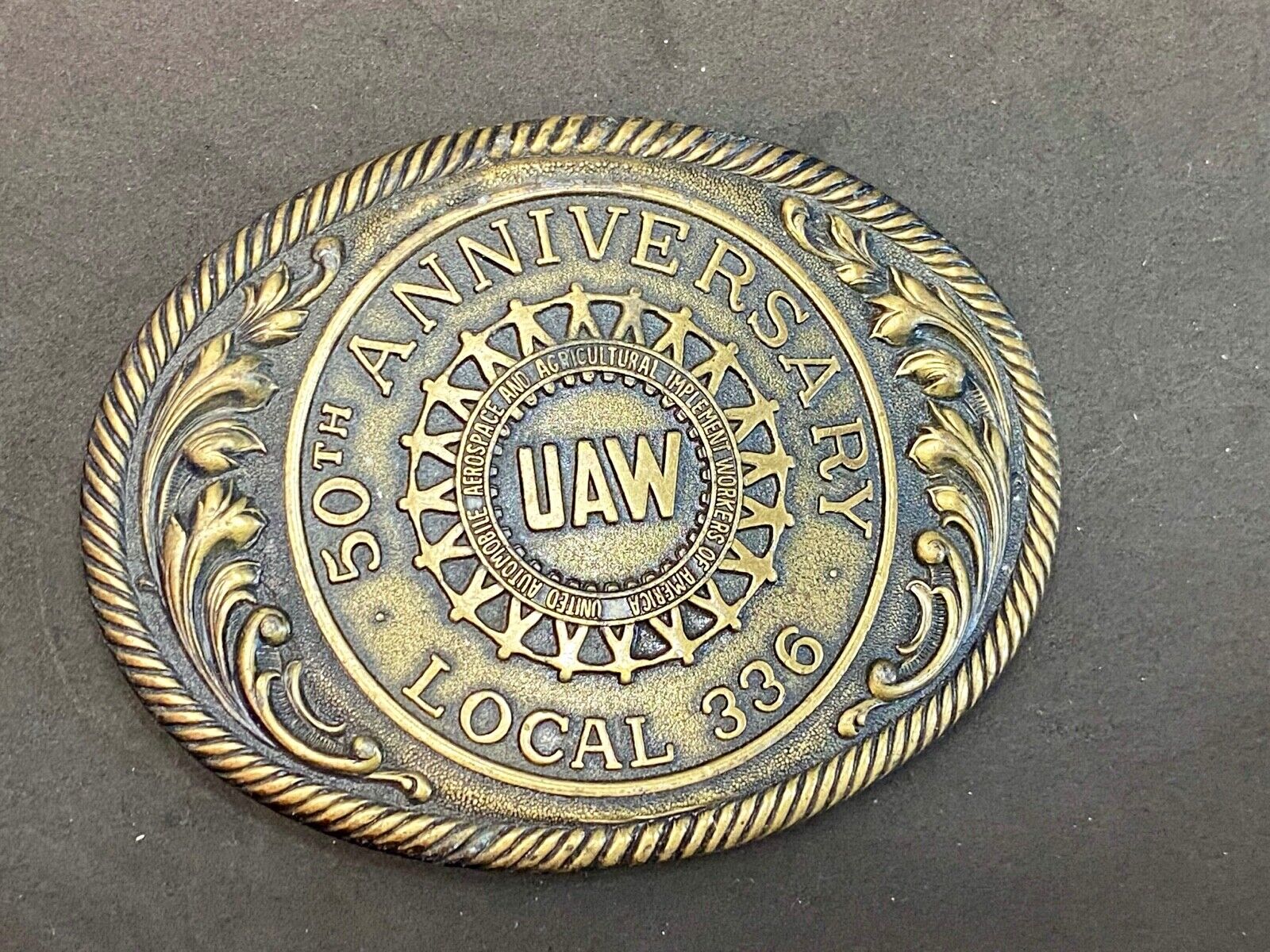 Uaw Local 336 50Th Anniversary United Auto Workers Union Ibelt Buckle 