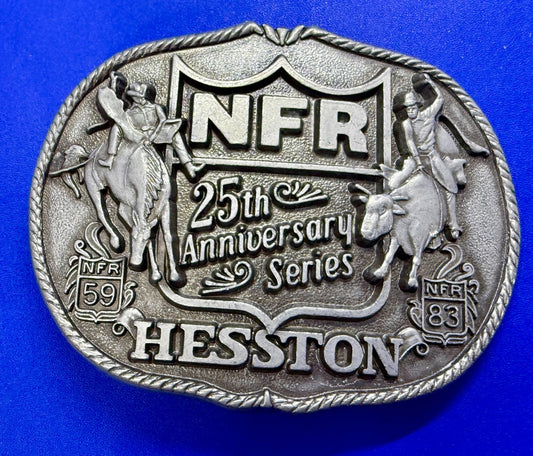 1983  Hesston Nfr National Finals Rodeo Cowboys 25Th Anniversary Belt Buckle
