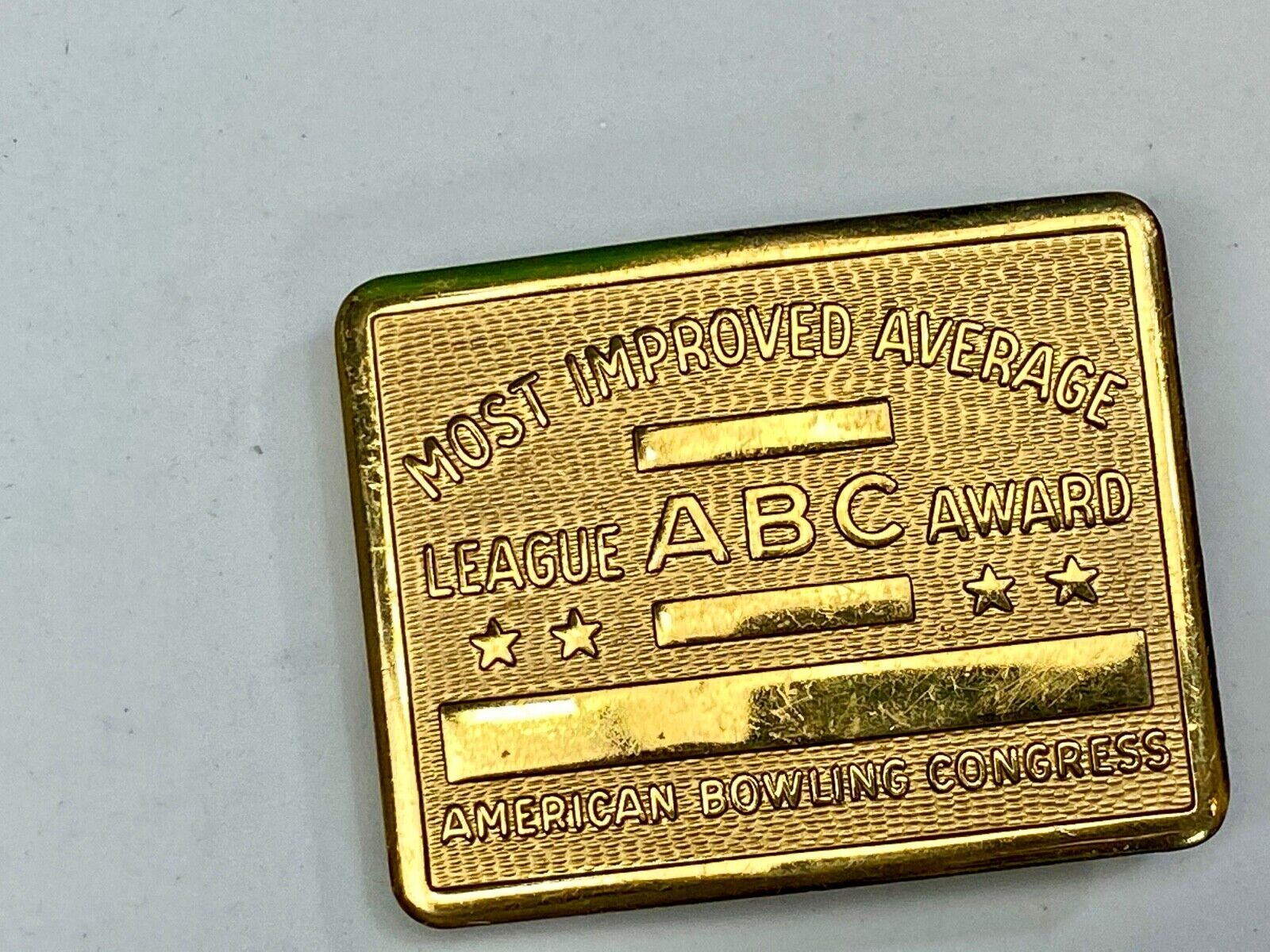 Vintage 70s AMERICAN BOWLING CONGRESS Most Improved ABC LEAGUE AWARD BELT BUCKLE