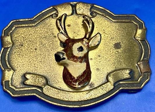 Vintage DEER Head Bust on wall!   in western framed belt buckle 