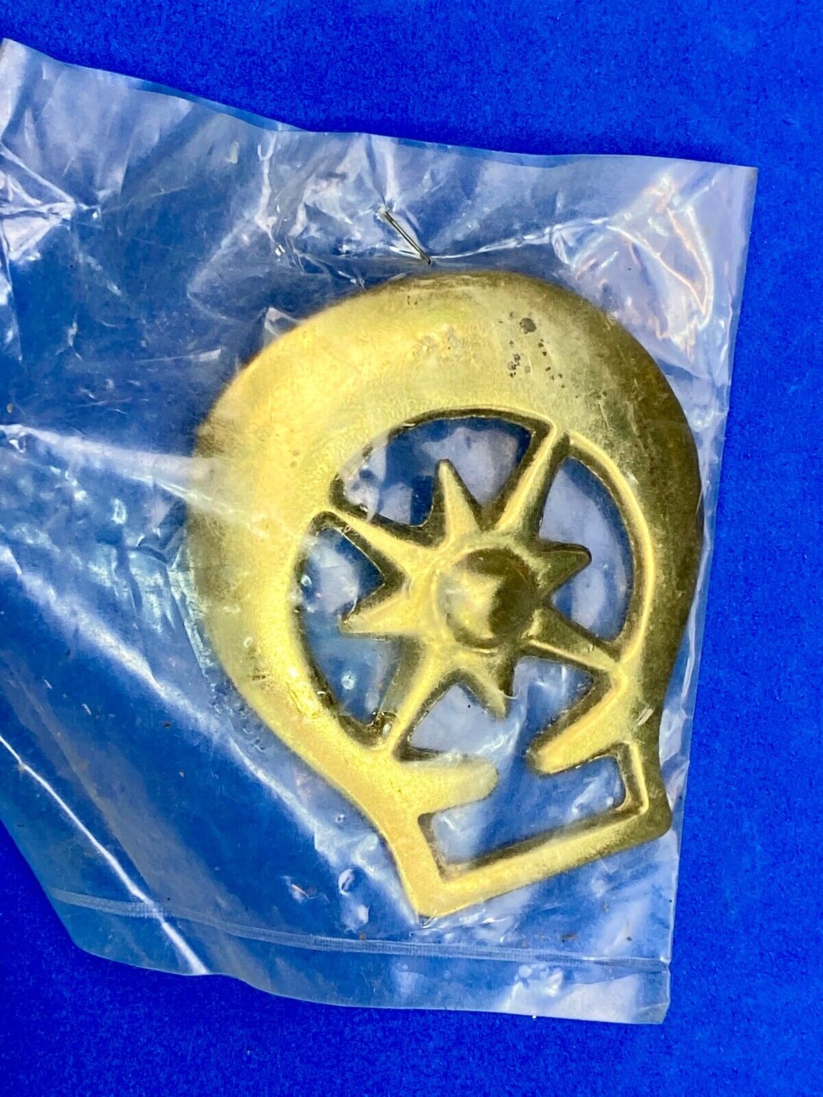 Vintage Horse Saddle Medallion Solid Brass nights STAR or cowgirls belt buckle!