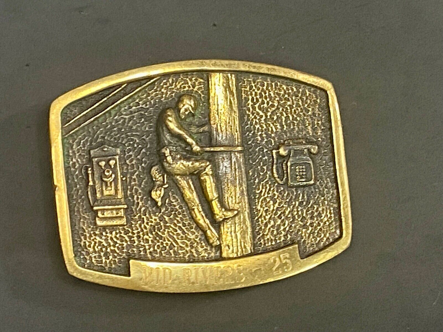 Telephone Communications Telecomunications Pole Climber Utility Belt Buckle