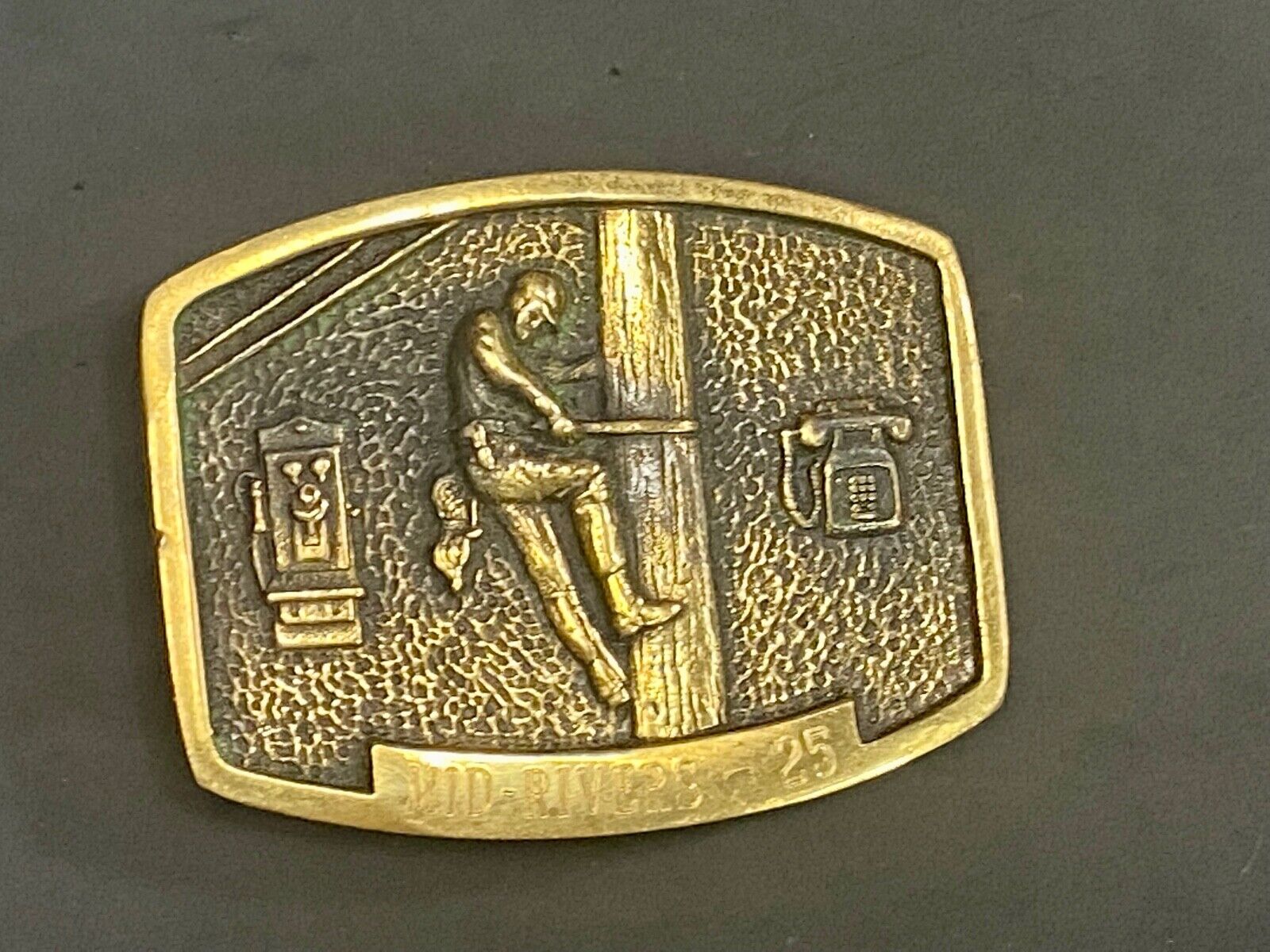 Telephone Communications Telecomunications Pole Climber Utility Belt Buckle