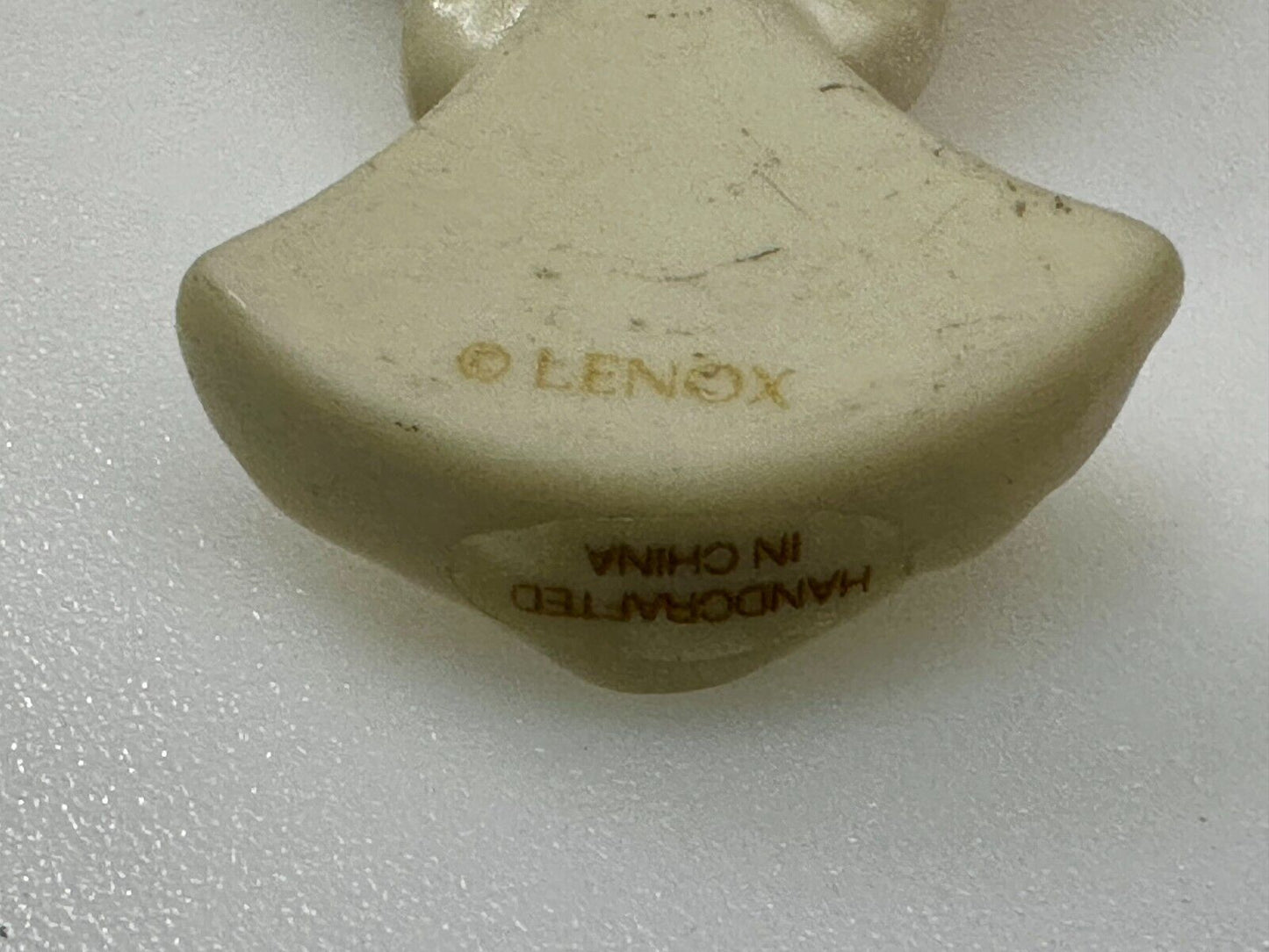 Vintage Lenox Angel w/ Gold Star White Porcelain Brooch Pin Handcrafted in China