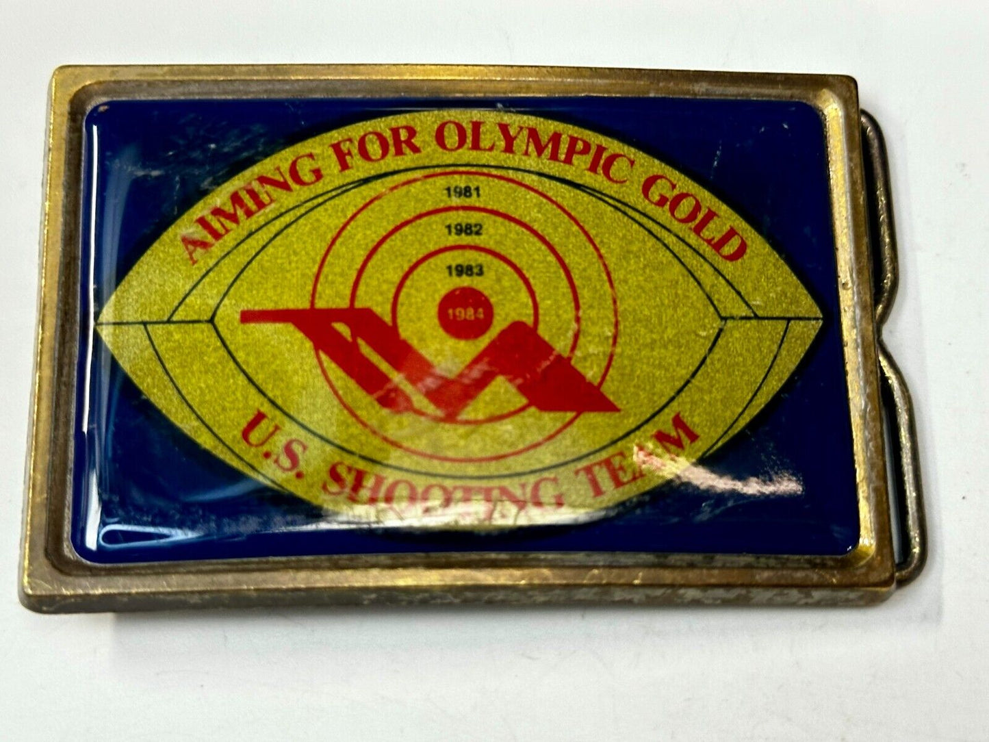 Aiming for Olympic Gold Vintage US Shooting Team Los Angeles 1984 Belt Buckle