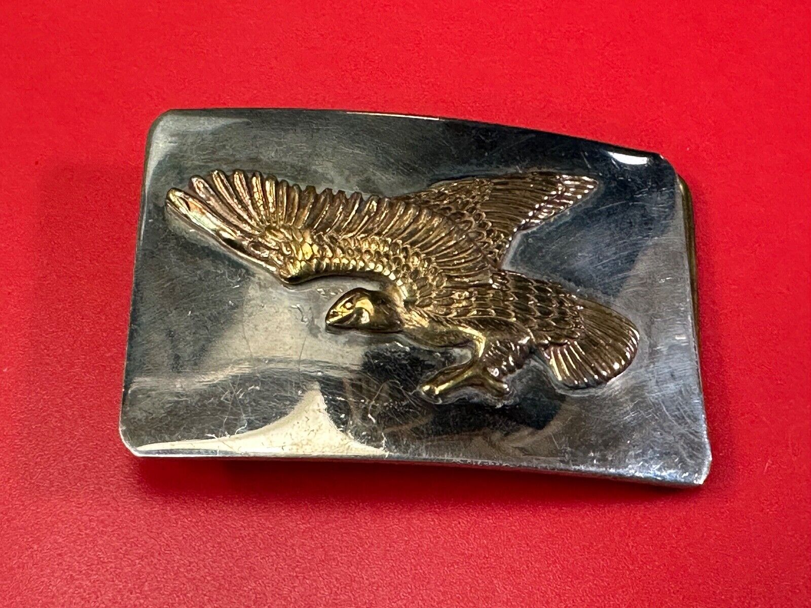 The EAGLE - Patriotic Western Vintage two tone rectangular belt buckle