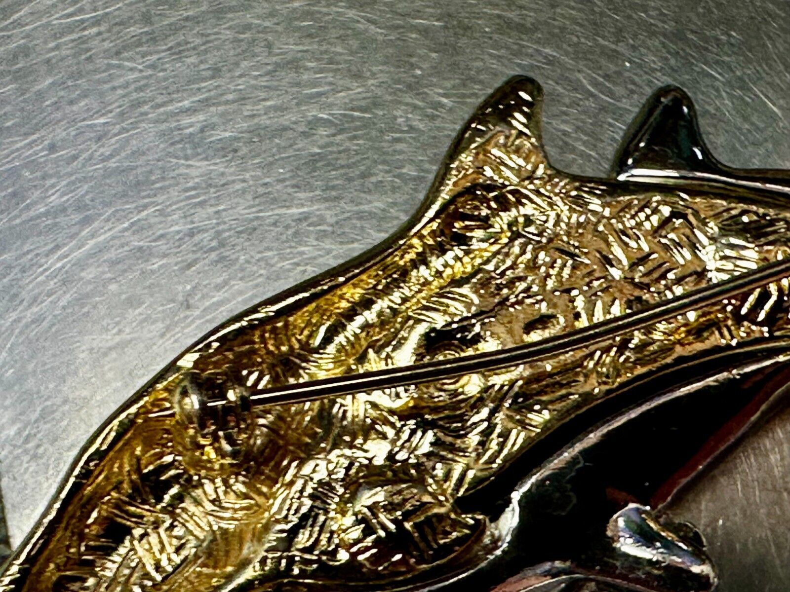 Two Dolphins Silver & Gold Tone Vintage Brooch Pin Signed Liz Claiborne