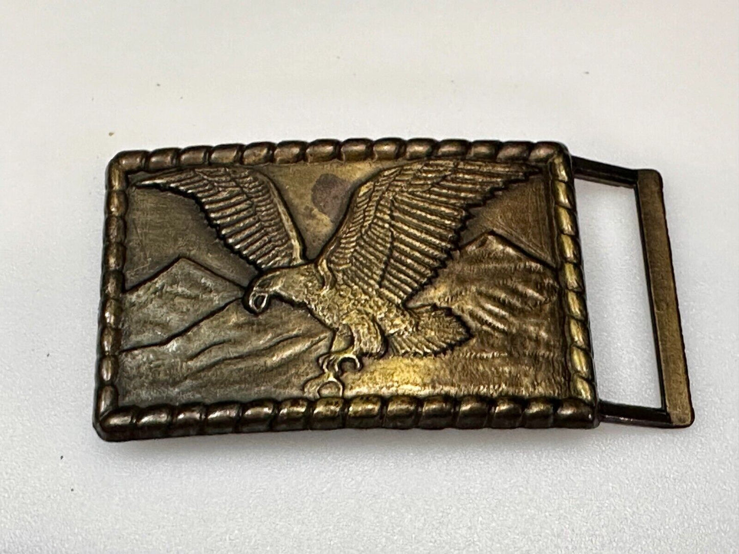 American Bald Eagle flying over majestic USA mountains Vintage Belt Buckle