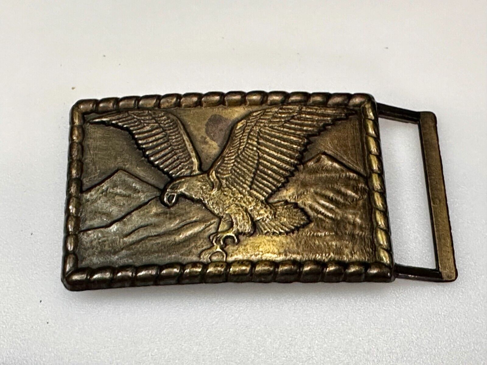 American Bald Eagle flying over majestic USA mountains Vintage Belt Buckle