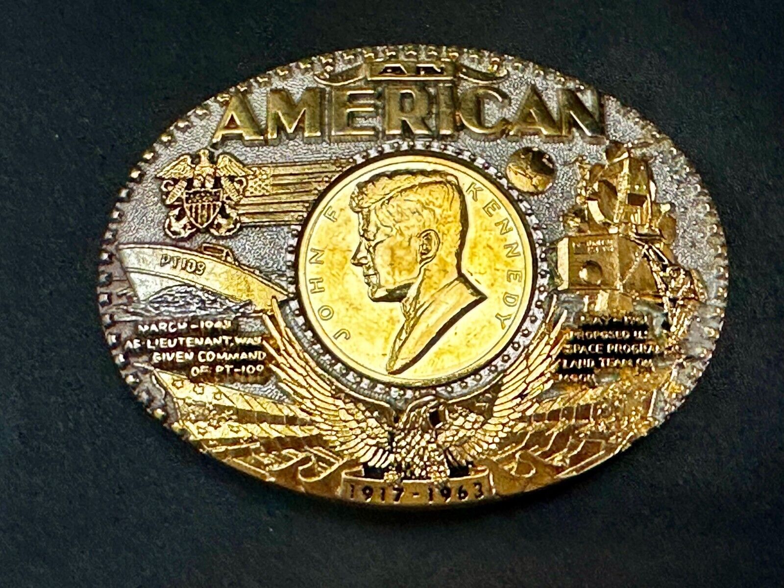 American John F Kennedy President Coin Belt Buckle First Edition #2173 ADM