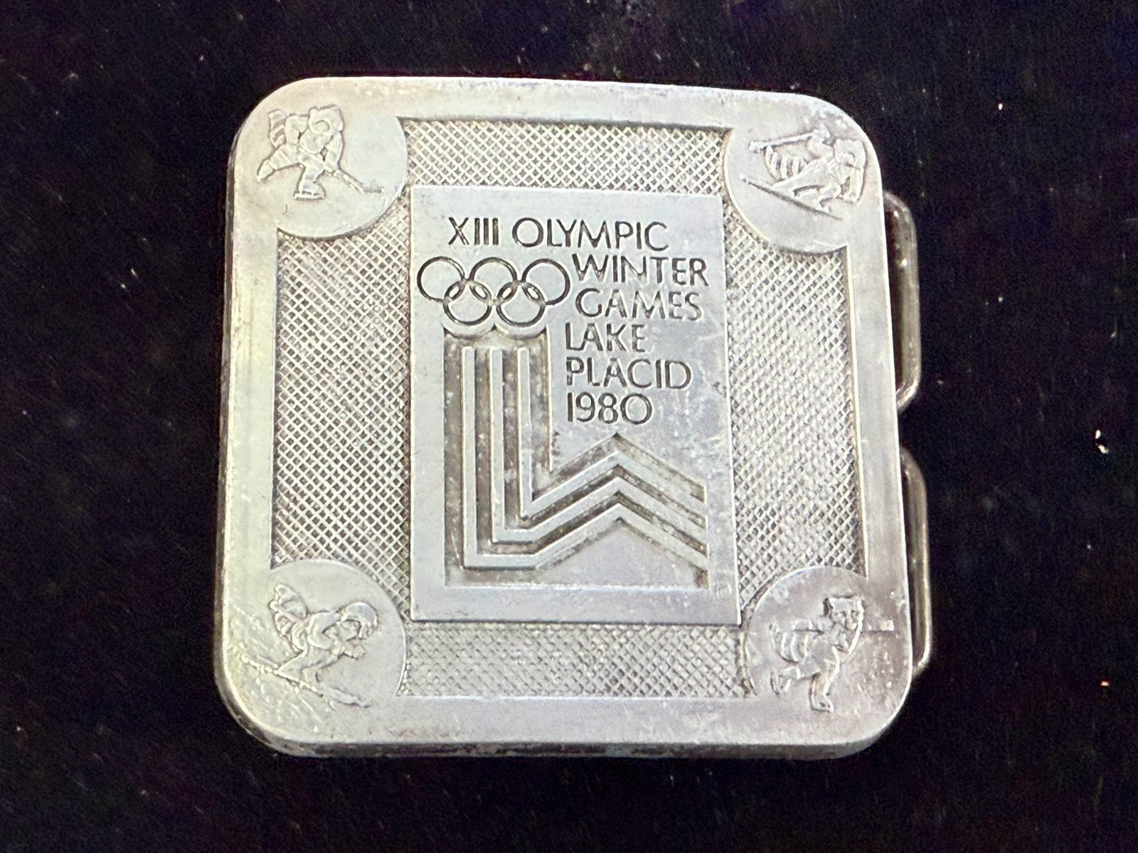 The Olympic Winter Games Lake Placid 1988 Commemorative Silver Color Belt Buckle
