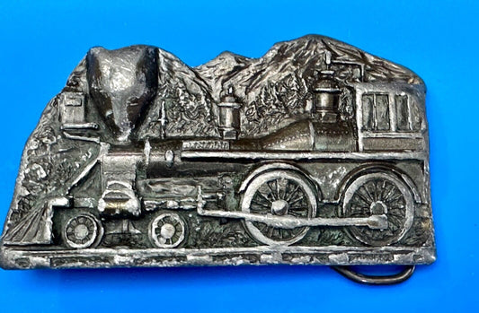 Train Steam Locomotive Vintage 1977 Cutout RR Cast Hawks Sky Patrol Belt Buckle