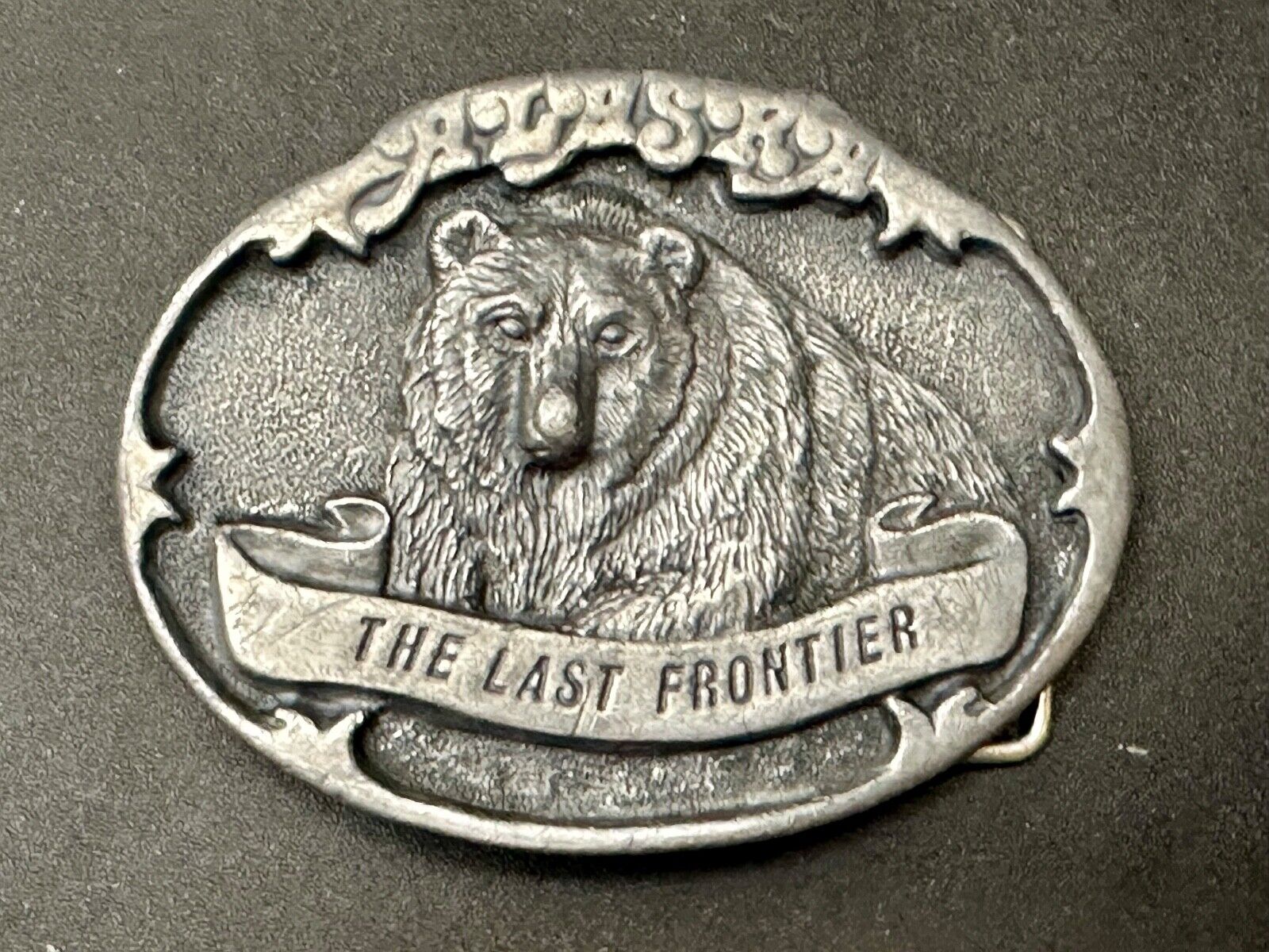Alaska Grizzly Bear - The Last Frontier Belt Buckle by Alaska Frontier Arts