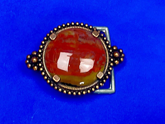 Unique Small Red Brown Jasper Beautiful Cabochon Stone Centerpiece Belt Buckle