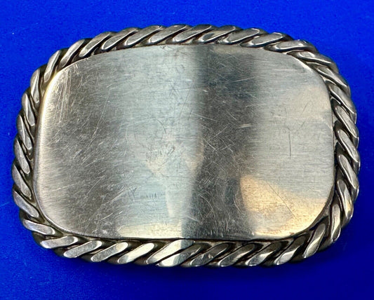Artisan silver color belt buckle for craft project / wear - Thick rope boarder