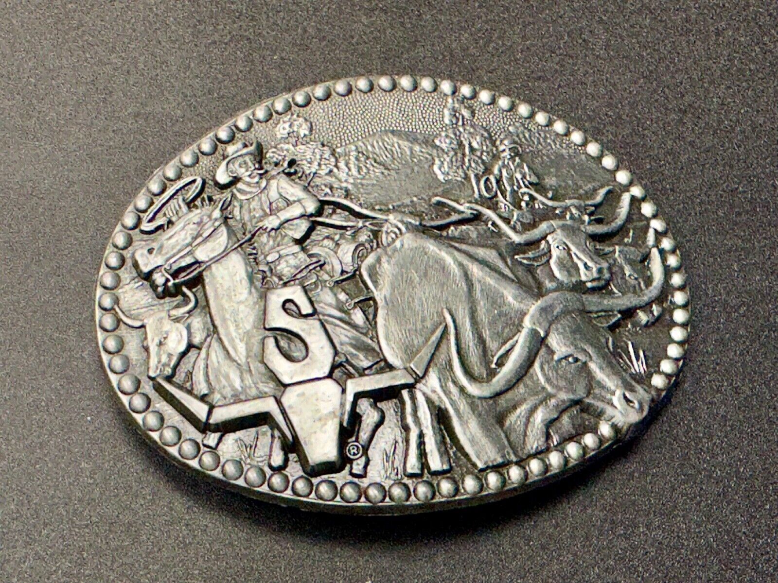 ADM Zee Series Cowboy Longhorn Steer Roping NOS Belt Buckle Award Design Medals