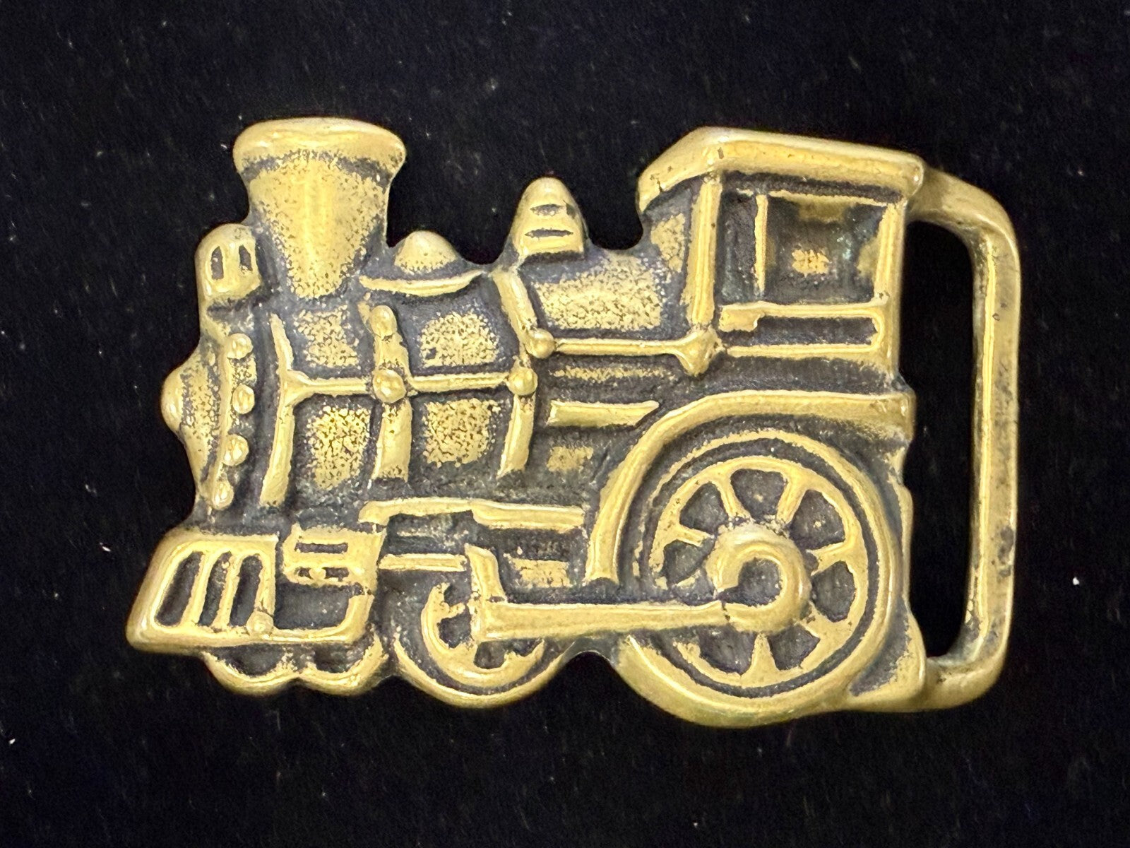 Toy Railroad Steam Engine Locomotive Train Cutout Solid Brass Belt Buckle