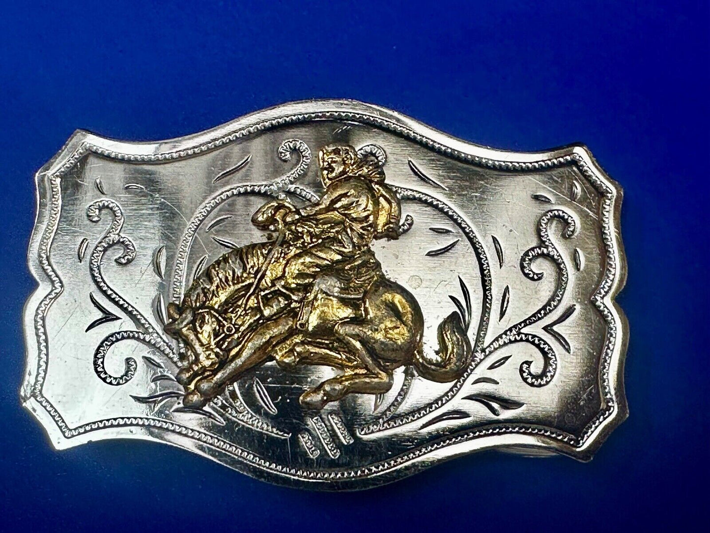Vintage Cowboy Saddle Bronc western belt buckle Made in Japan