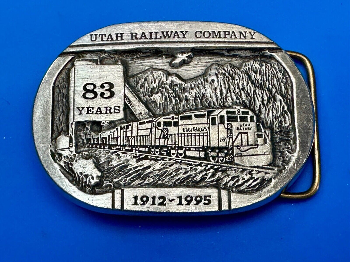 Utah Railway Co Vtg Train Railroad 83 Years - Gary Prazen Sculpture Belt Buckle