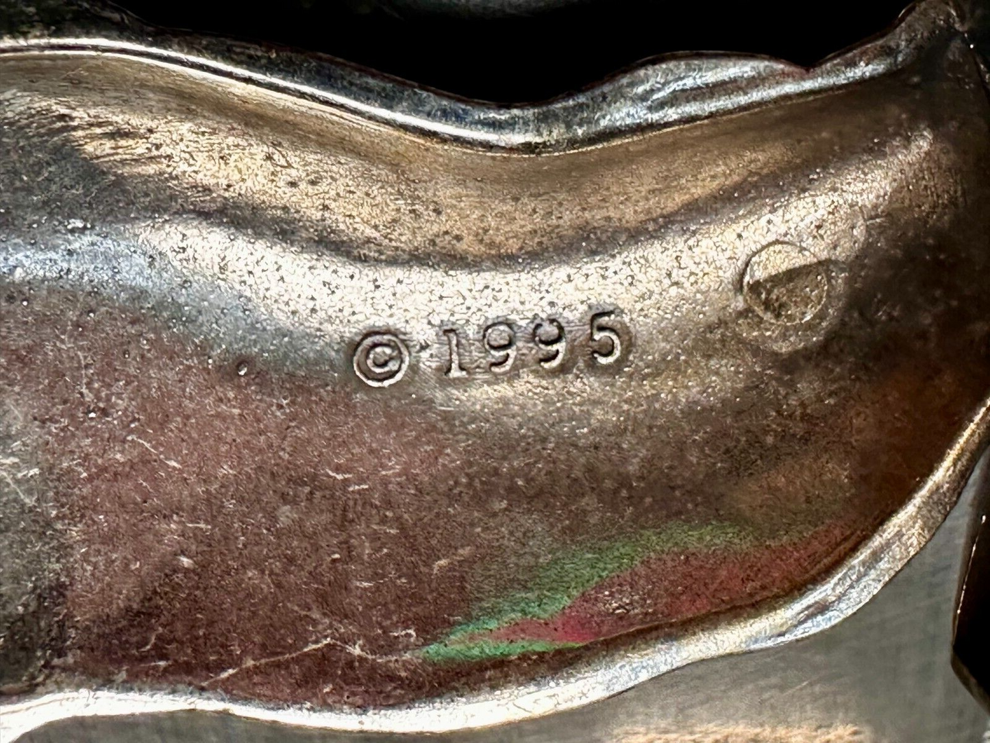 Alligator Crocodile Figural Silver Tone Vintage 1995 Belt Buckle