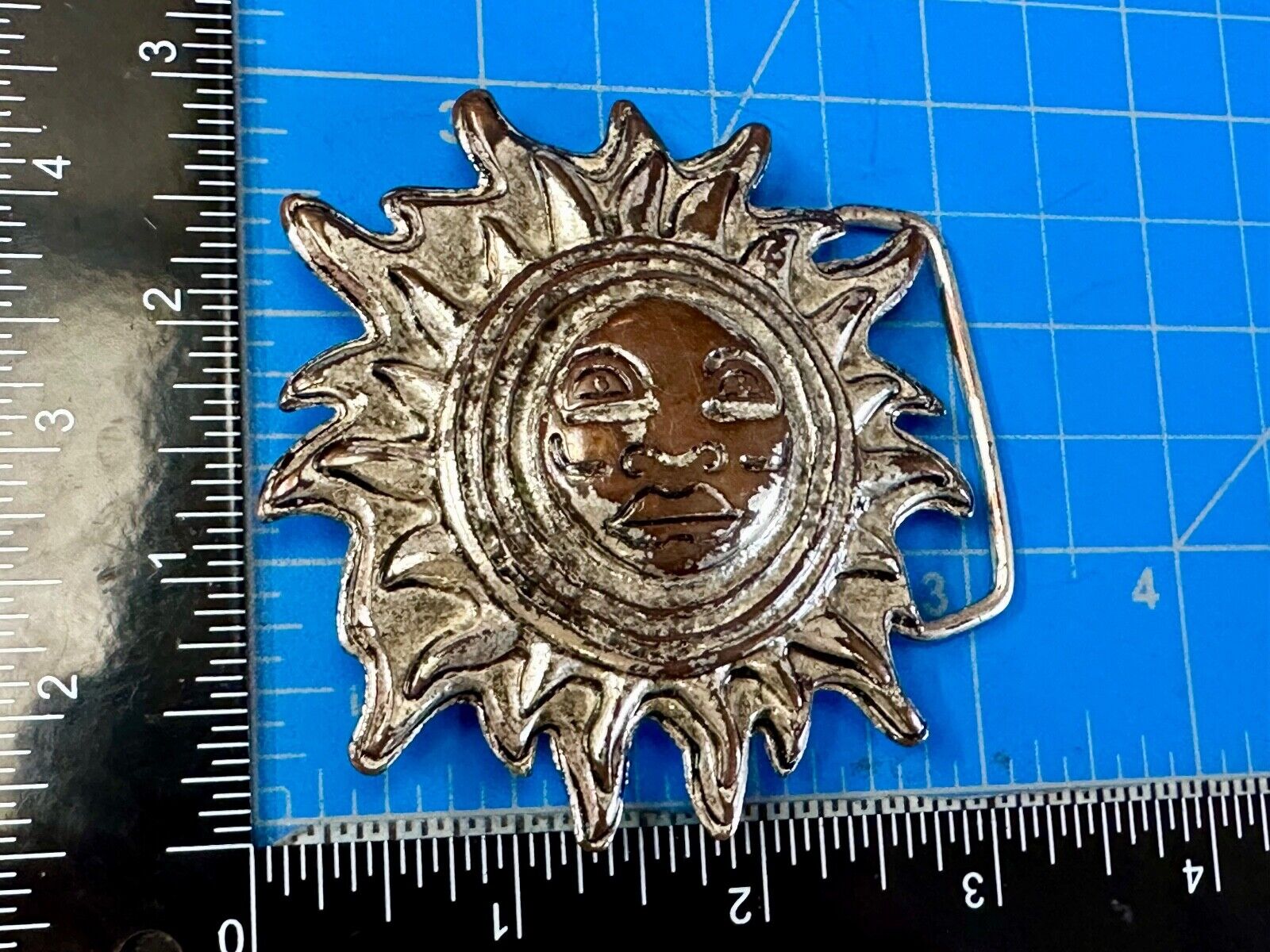 Artisan Hippie Style SUN Face - Large Figural cutout belt buckle