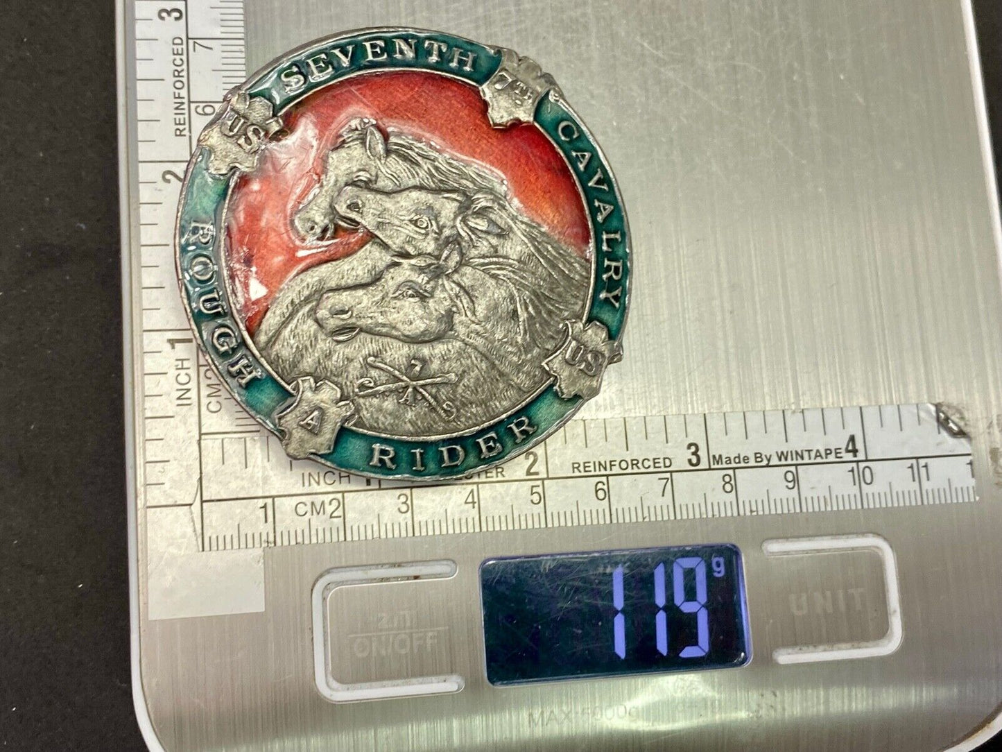 Us Army 7Th Cavalry Rough Riders Rare Colorful Belt Buckle By Bergamot