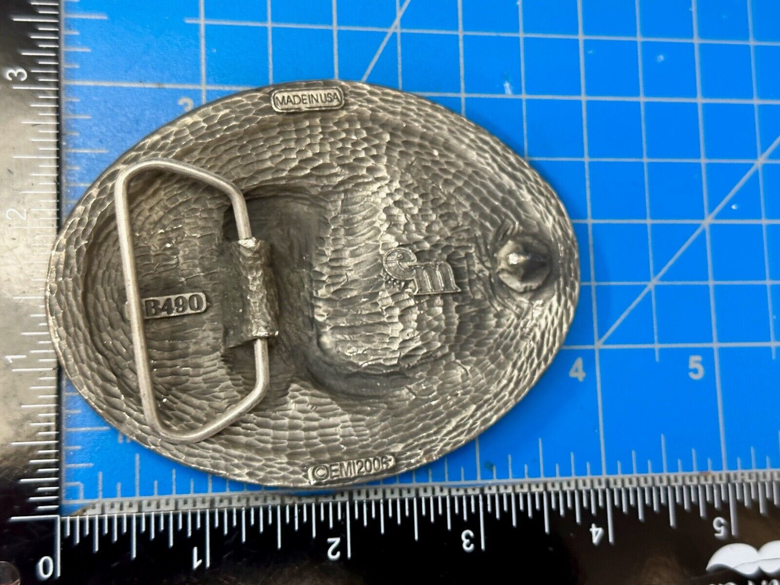 Vintage EGE '93 Rattlesnake Diamond Cut Pewter Belt Buckle Made In the USA